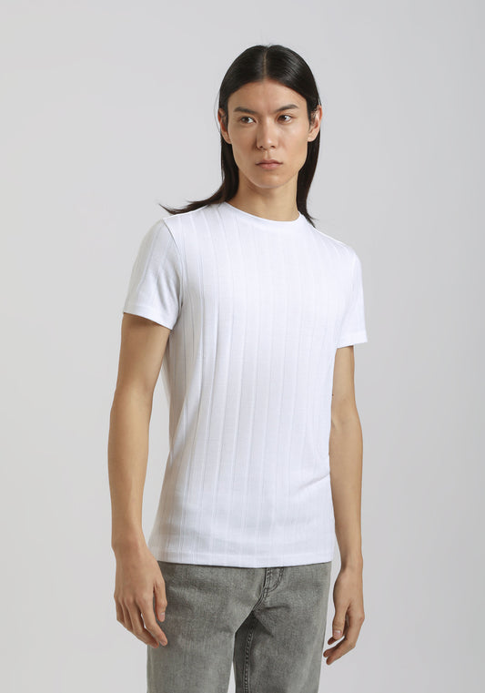 T-shirt viscosa a coste|Colore:Bianco
