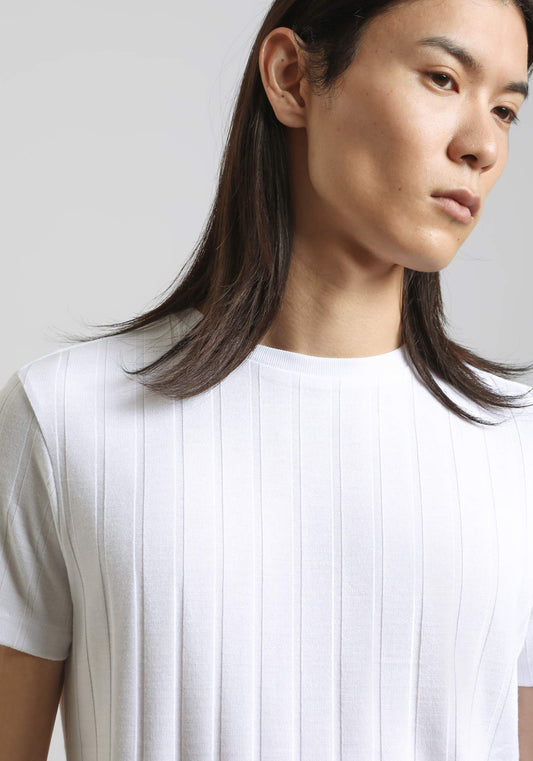 T-shirt viscosa a coste|Colore:Bianco