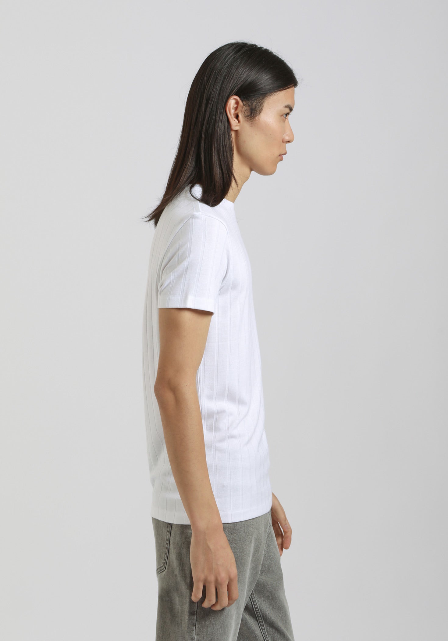 T-shirt viscosa a coste|Colore:Bianco