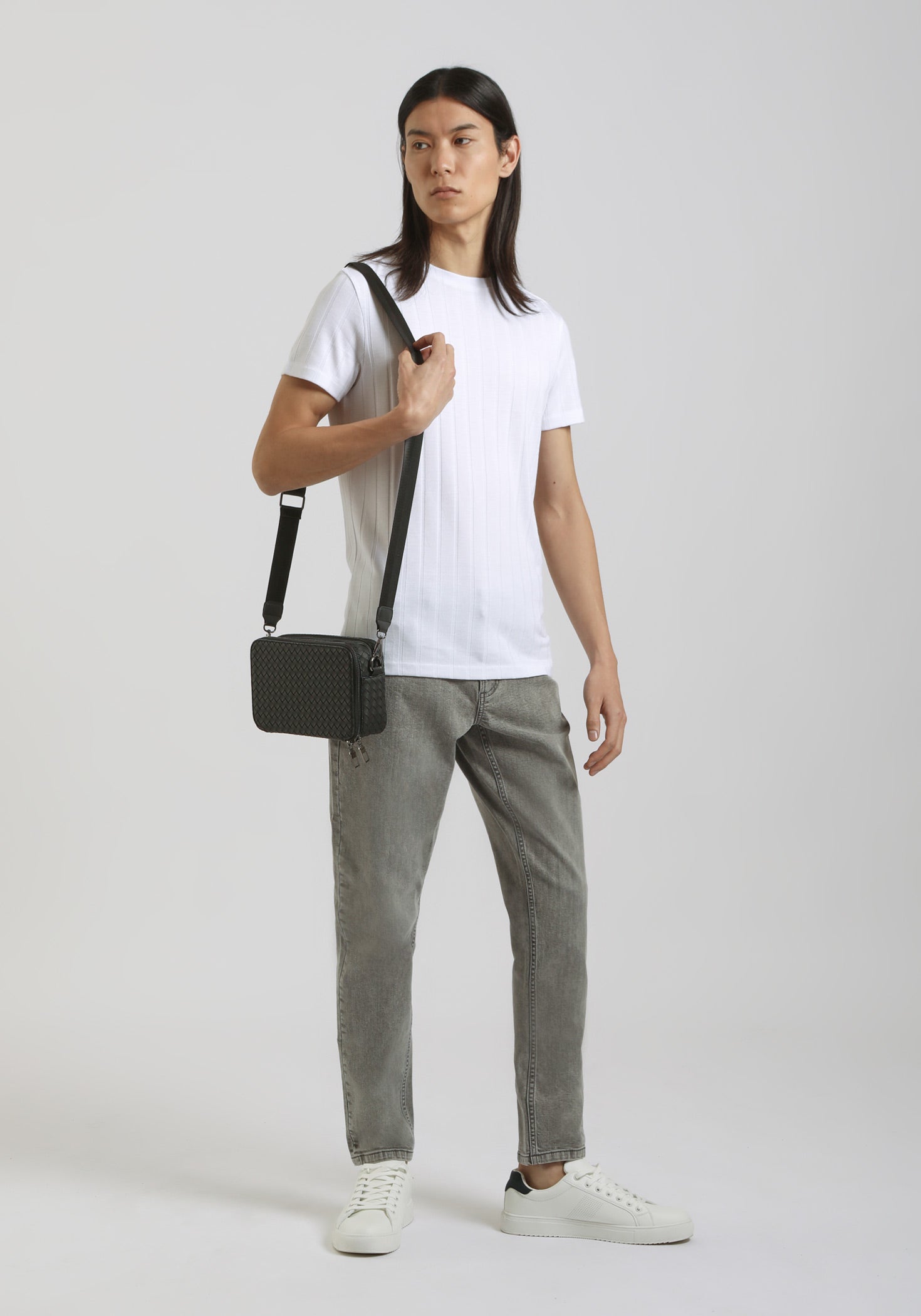T-shirt viscosa a coste|Colore:Bianco