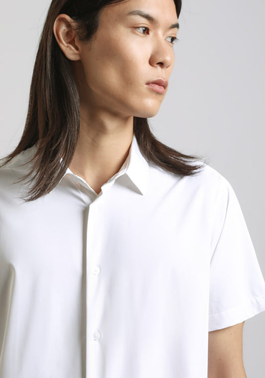Camicia mezza manica in tessuto elastico|Colore:Bianco