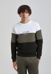 Felpa girocollo colorblock|Colore:Verde