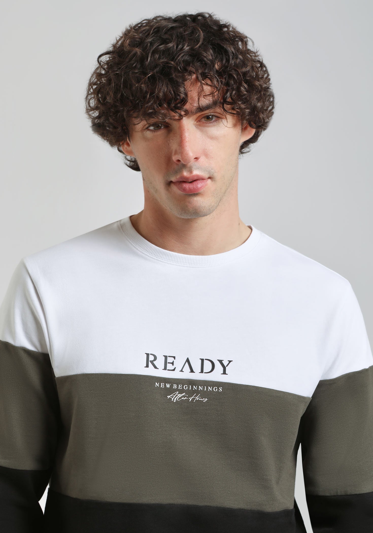 Felpa girocollo colorblock|Colore:Verde