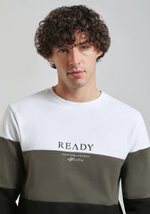 Felpa girocollo colorblock|Colore:Verde