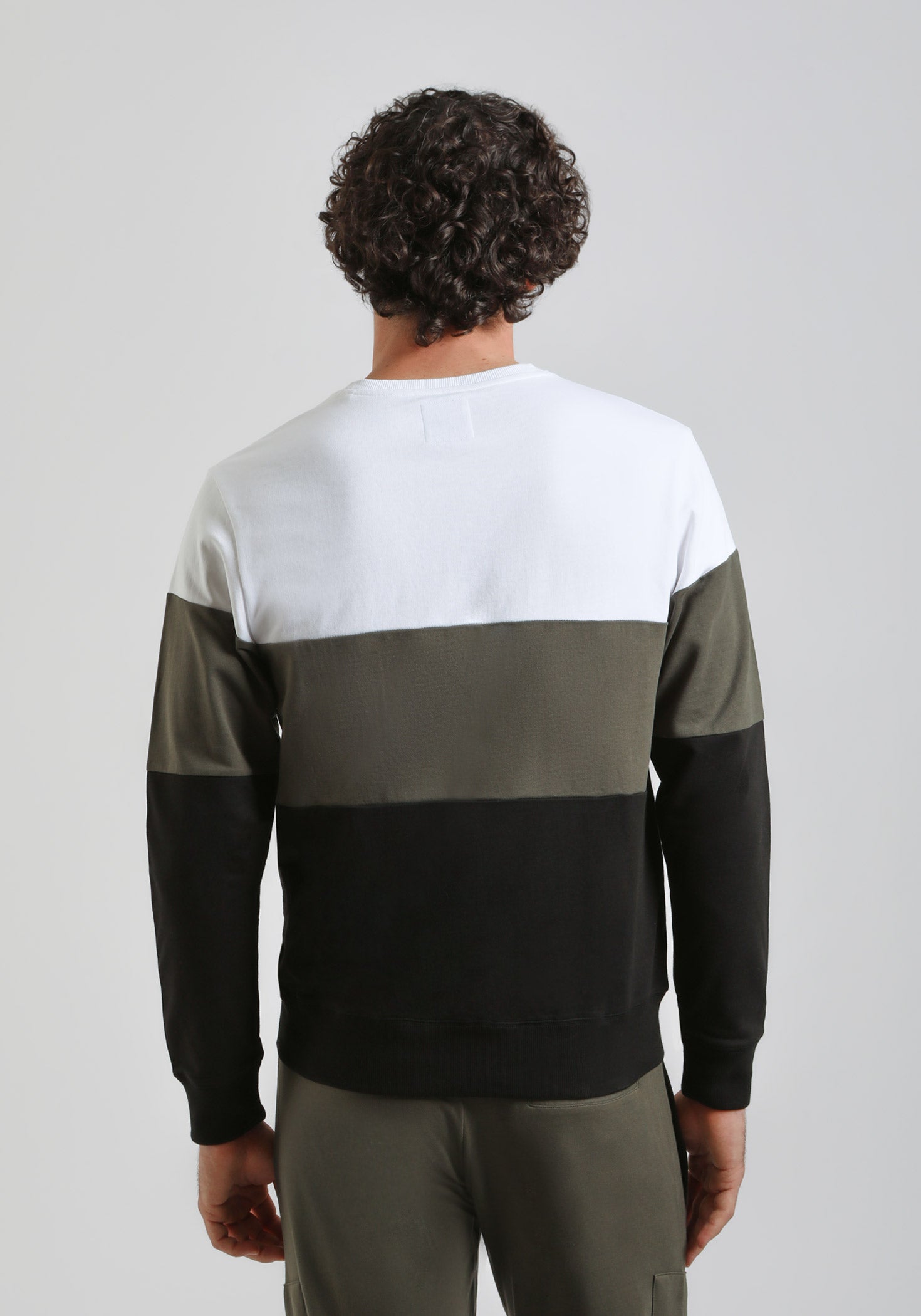 Felpa girocollo colorblock|Colore:Verde