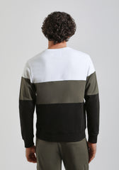 Felpa girocollo colorblock|Colore:Verde