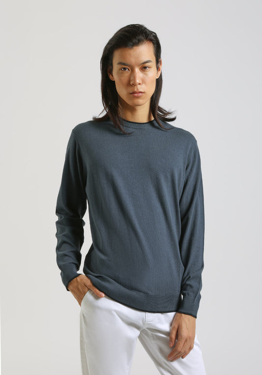 Maglia girocollo doppio collo|Colore:Denim