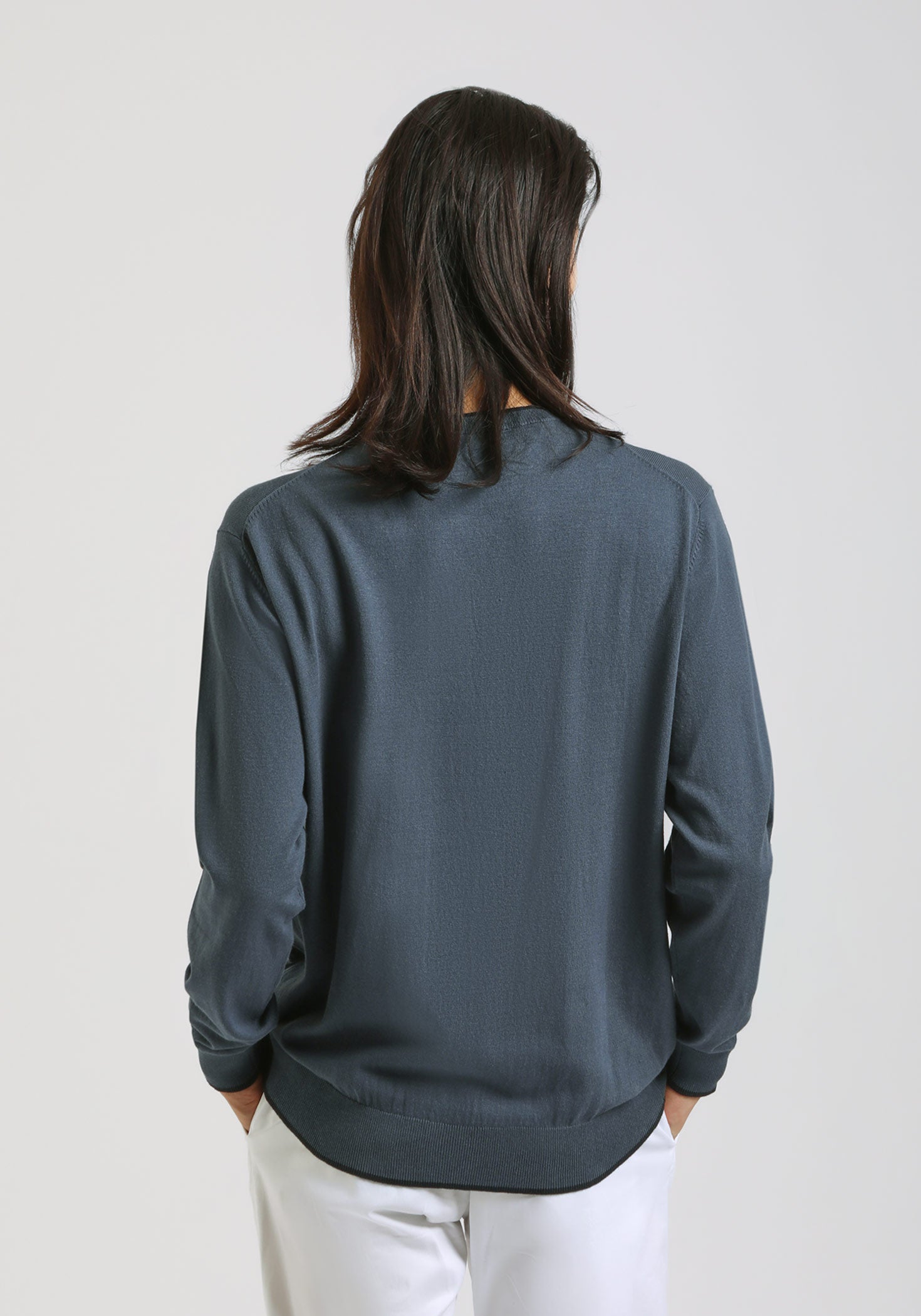 Maglia girocollo doppio collo|Colore:Denim