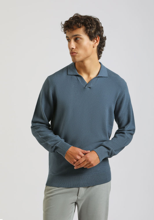 Polo manica lunga|Colore:Ciano