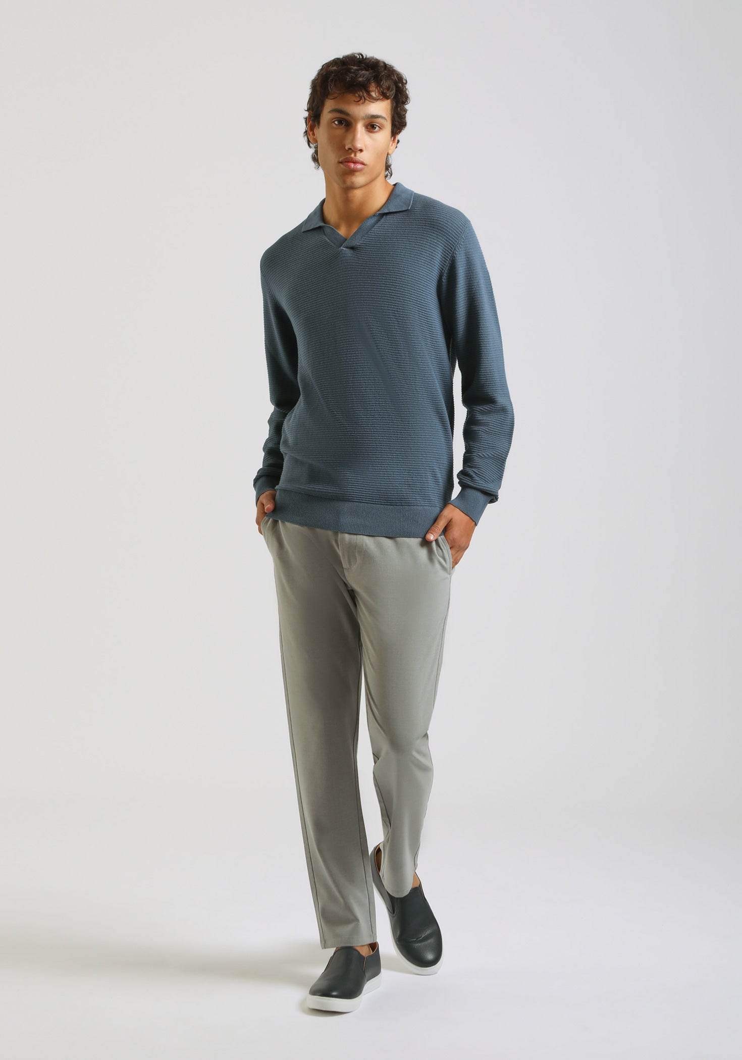 Polo manica lunga|Colore:Ciano