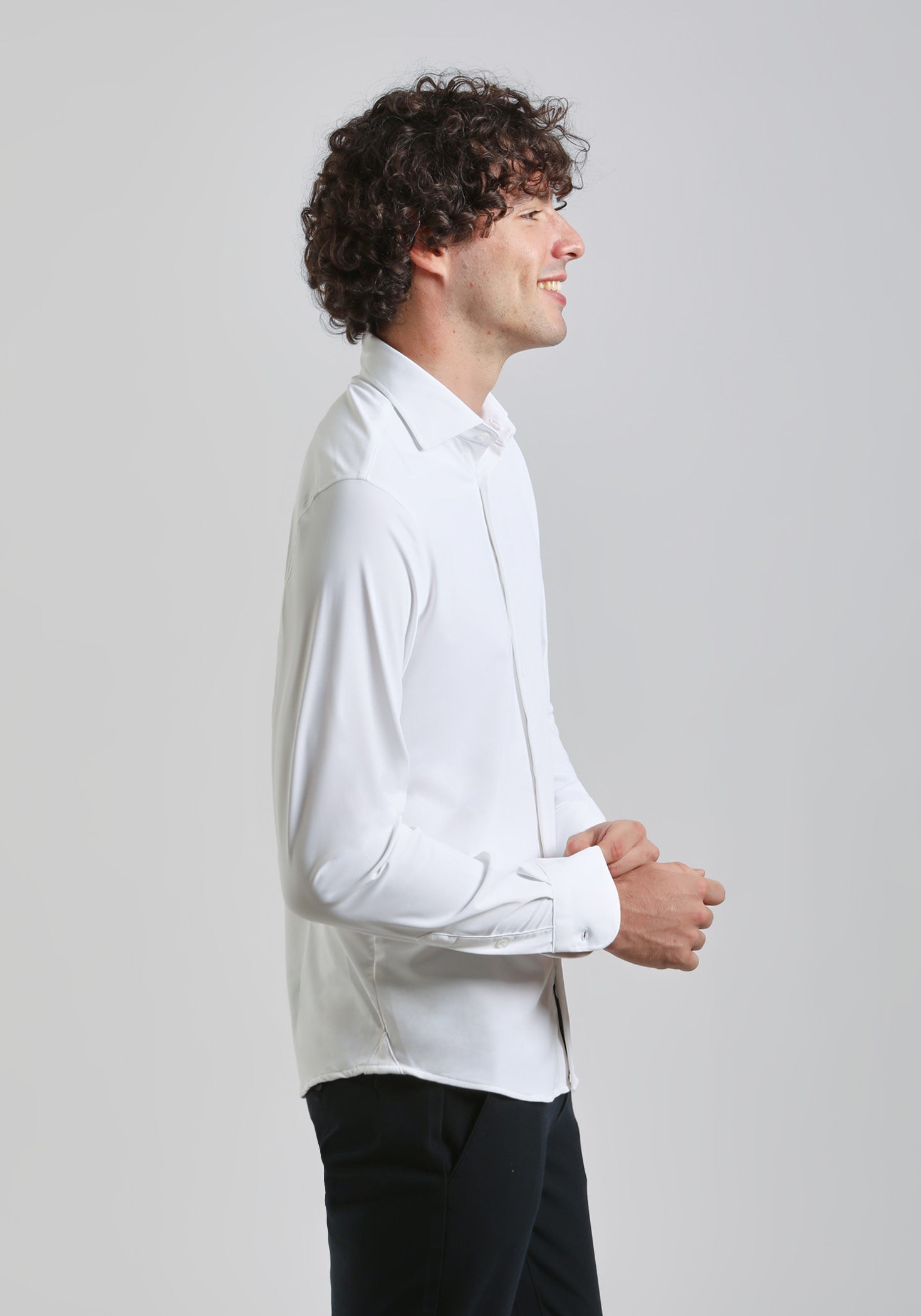 Camicia manica lunga tinta unita|Colore:Bianco