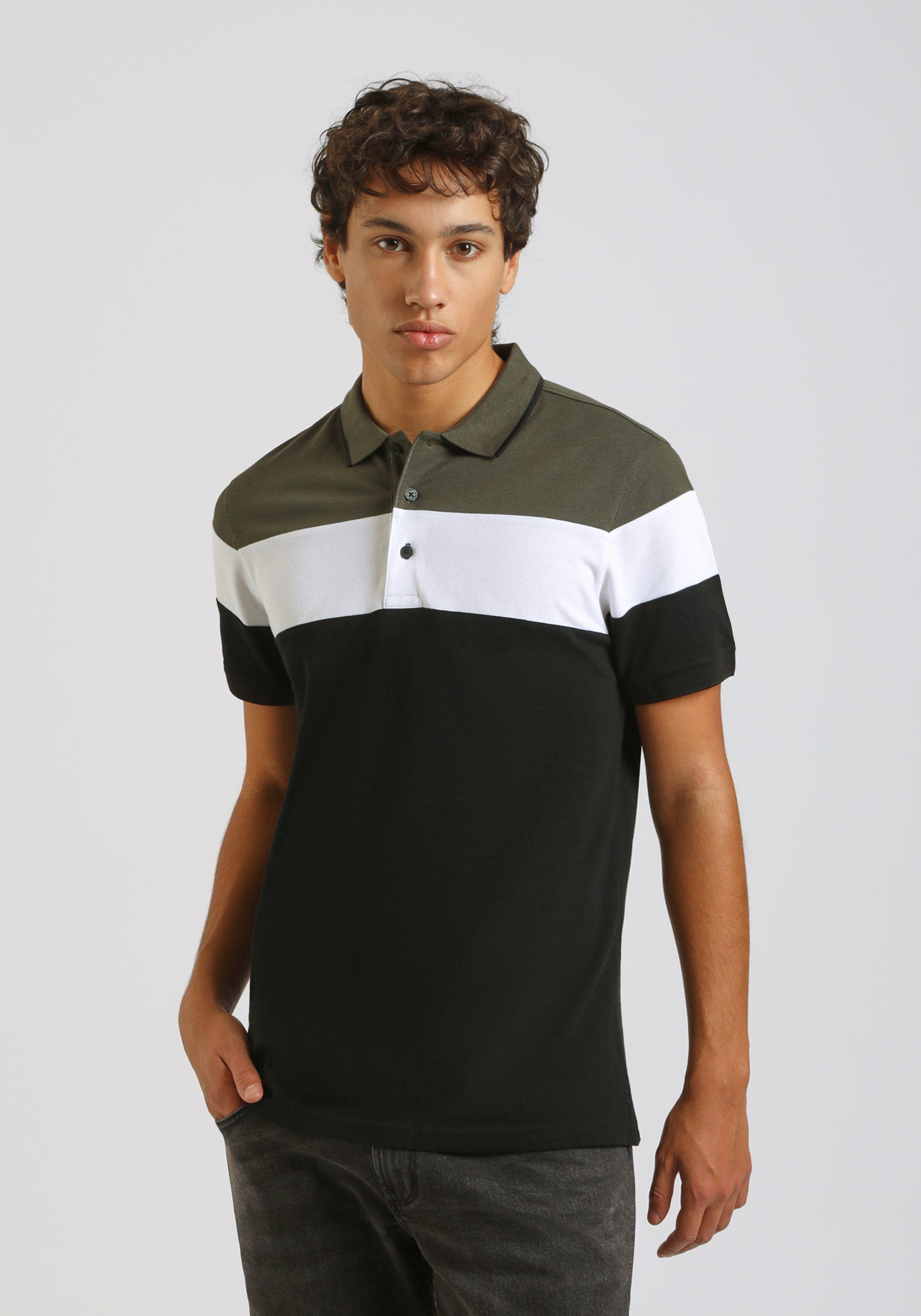 Polo colorblock|Colore:Verde bosco