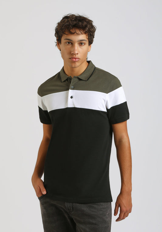 Polo colorblock|Colore:Verde bosco