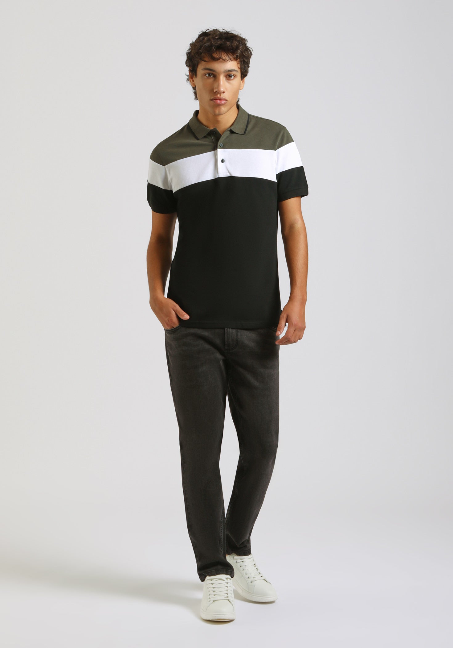 Polo colorblock|Colore:Verde bosco