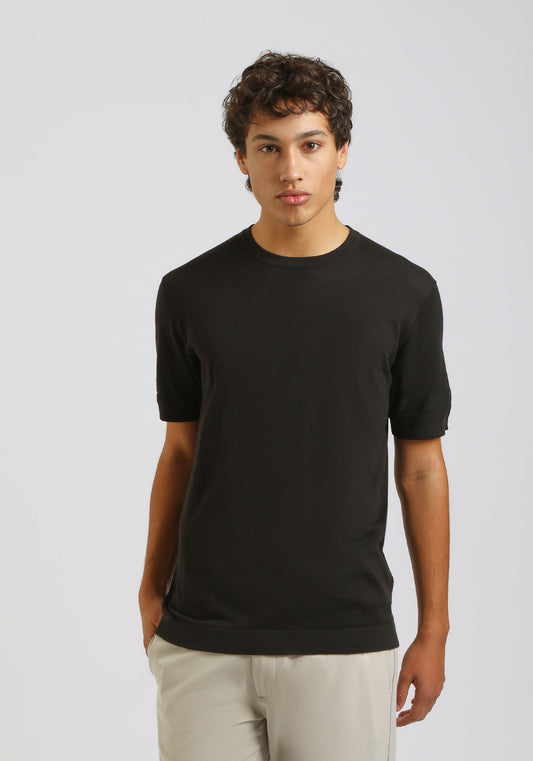 T-shirt in maglia|Colore:Nero