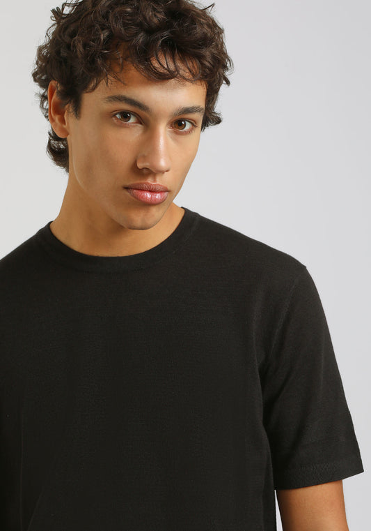 T-shirt in maglia|Colore:Nero