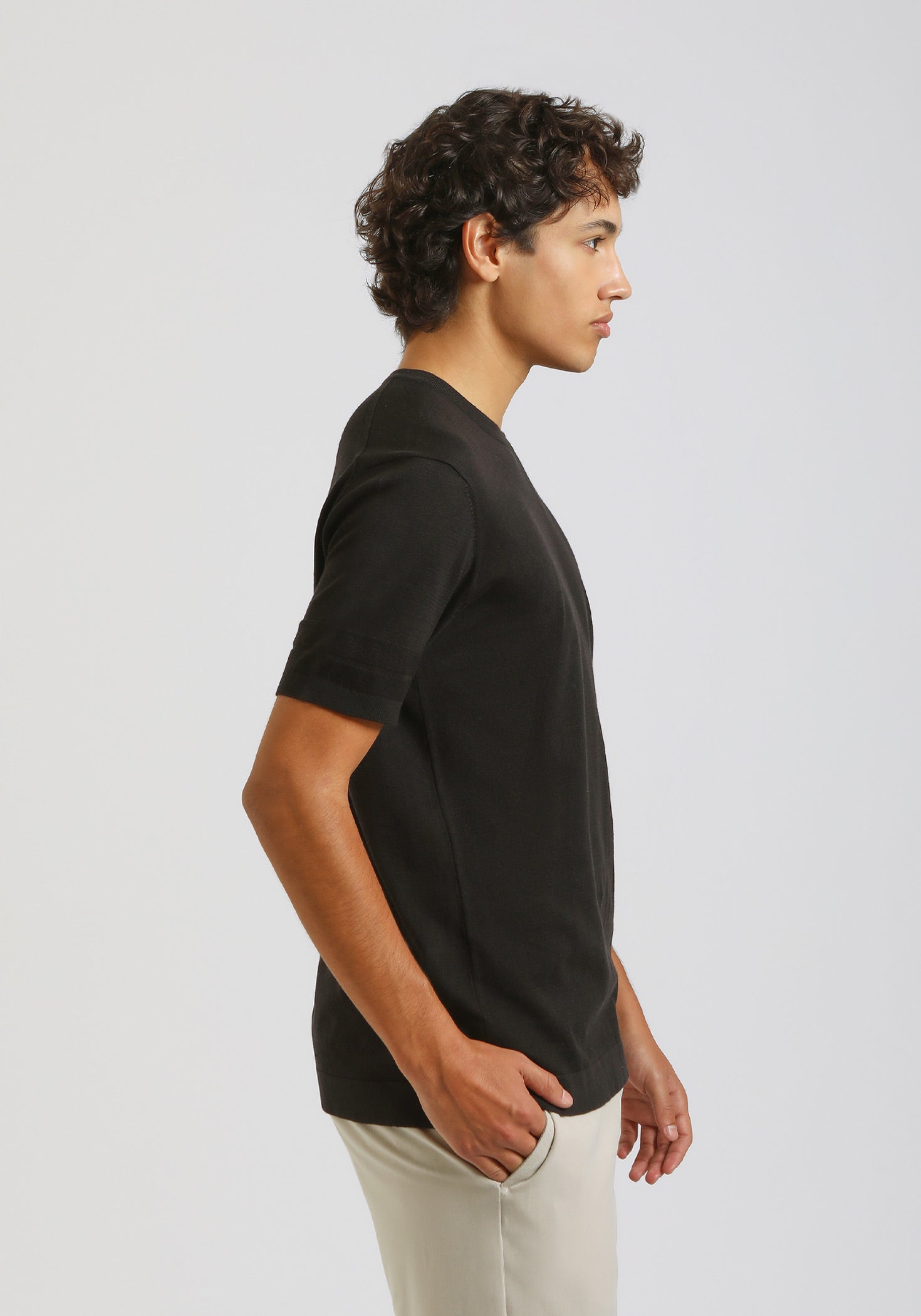 T-shirt in maglia|Colore:Nero
