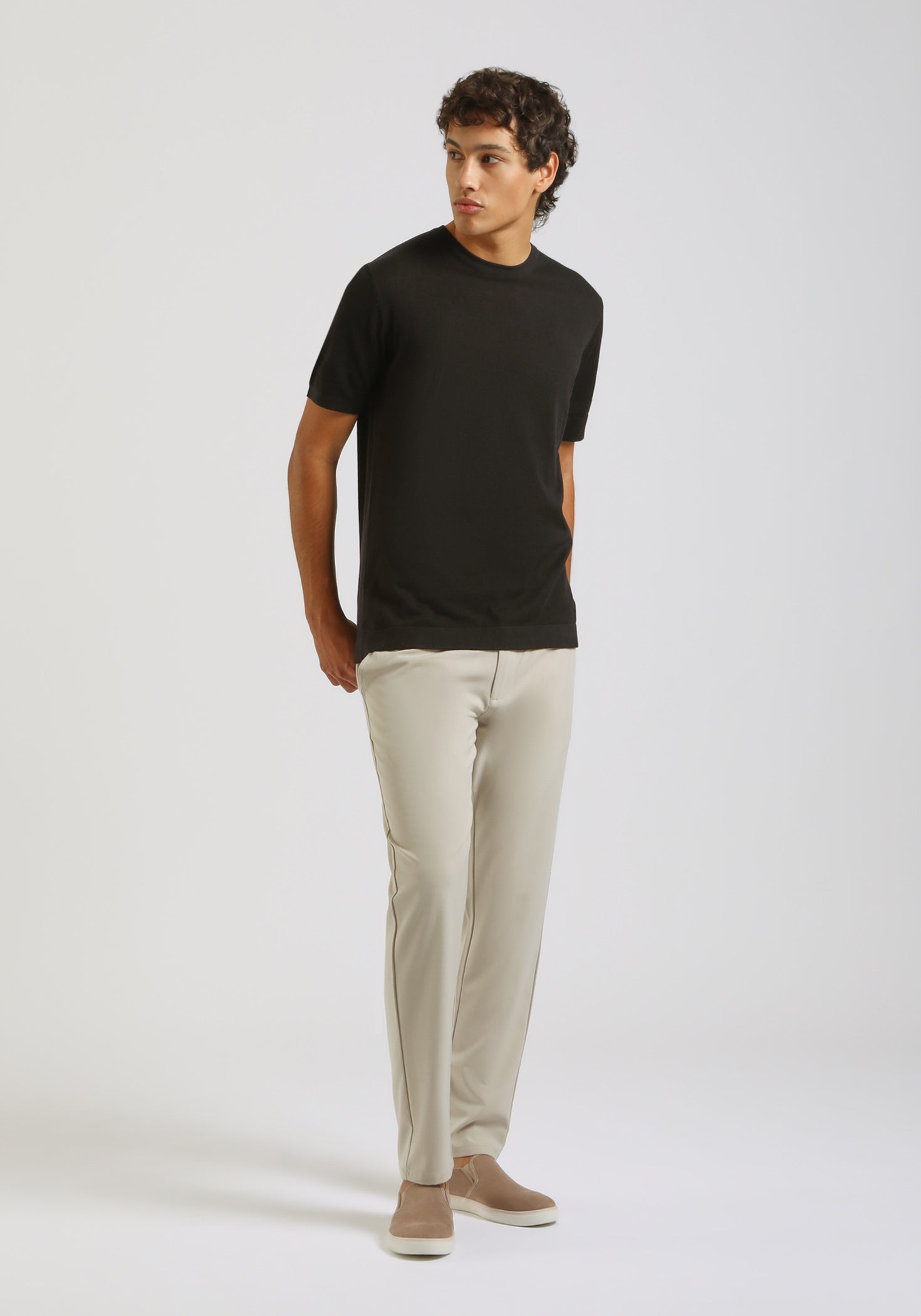 T-shirt in maglia|Colore:Nero