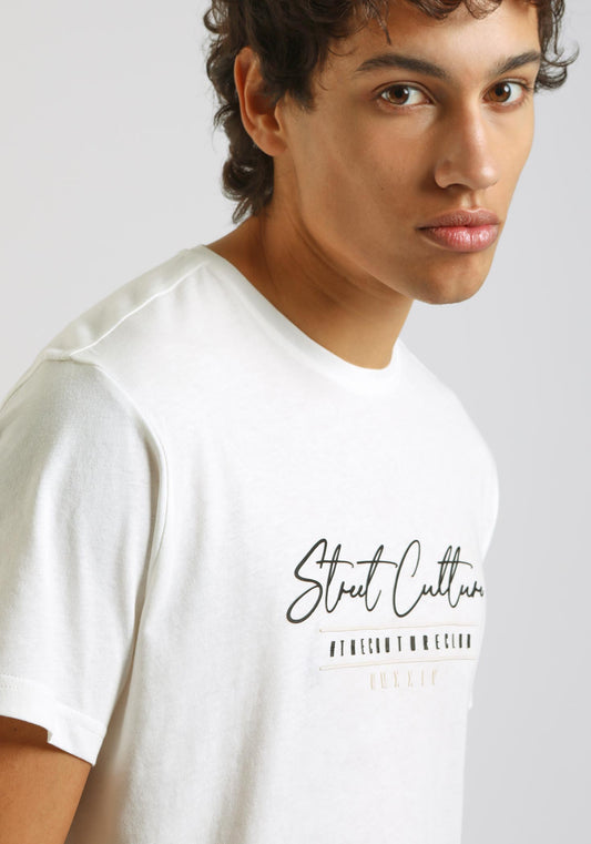 T-shirt 100% cotone con stampa|Colore:Off white