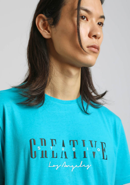 T-shirt 100% cotone con stampa|Colore:Turchese