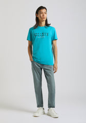 T-shirt 100% cotone con stampa|Colore:Turchese