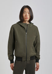 Giubbotto bomber in tessuto tecnico con cappuccio|Colore:Militare