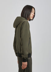 Giubbotto bomber in tessuto tecnico con cappuccio|Colore:Militare