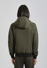 Giubbotto bomber in tessuto tecnico con cappuccio|Colore:Militare