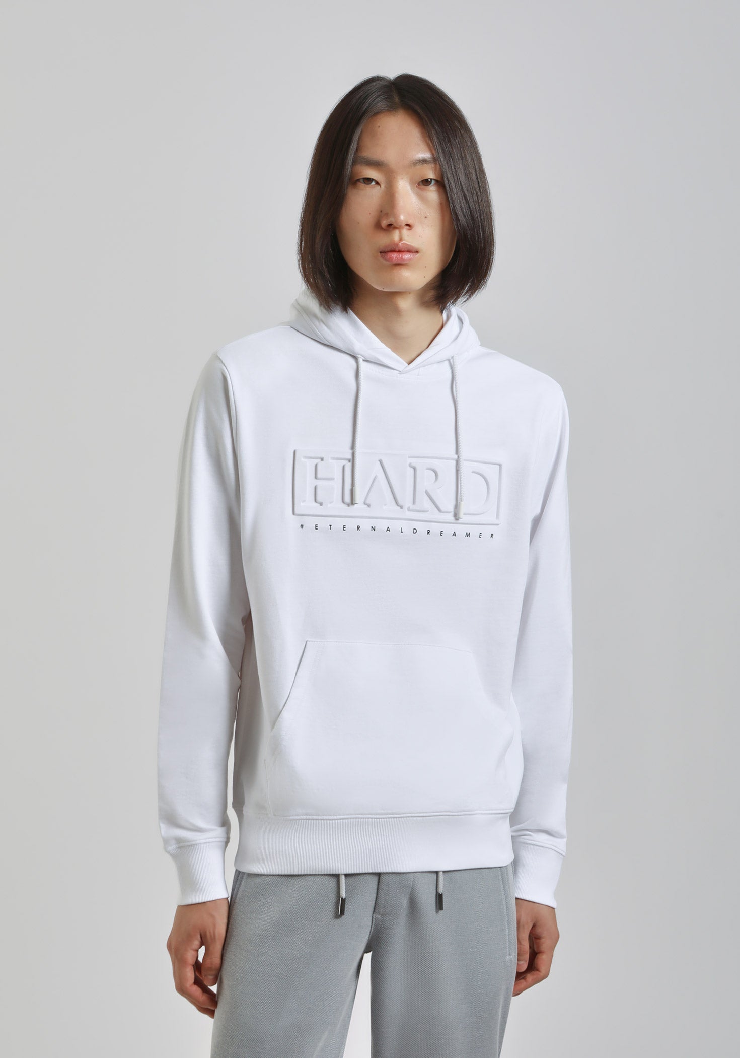 Felpa con cappuccio e stampa a rilievo|Colore:Bianco