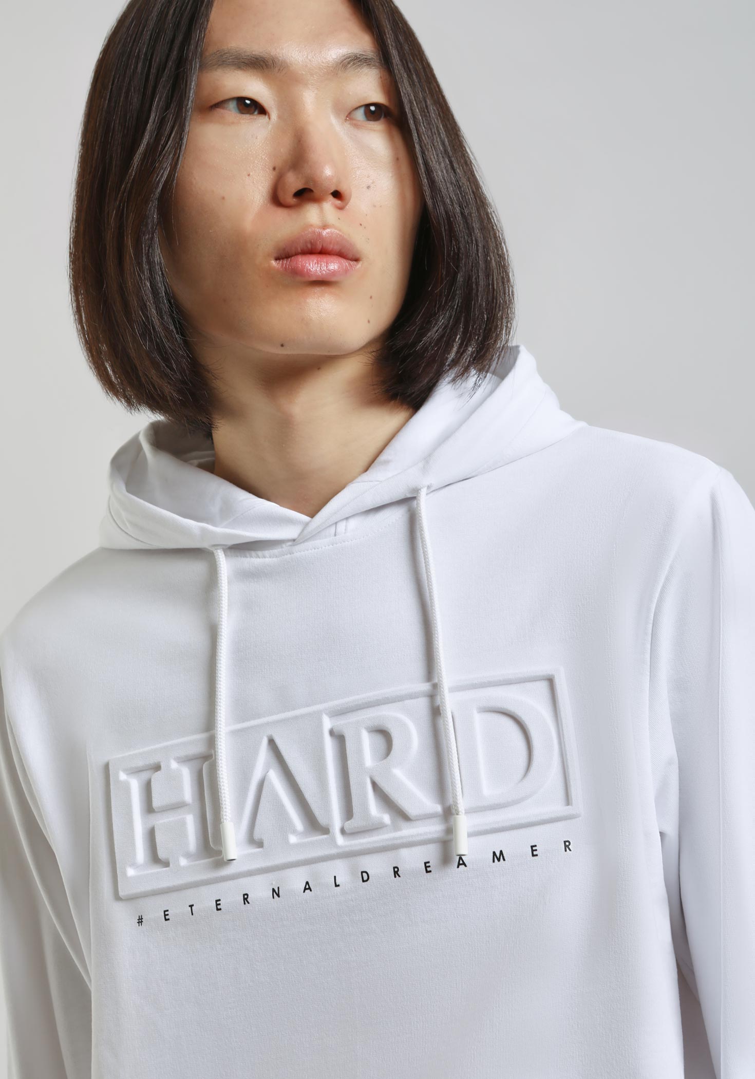 Felpa con cappuccio e stampa a rilievo|Colore:Bianco