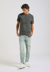 T-shirt con stampa a rilievo|Colore:Grigio scuro