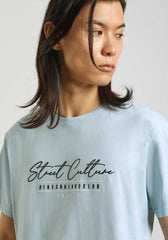 T-shirt 100% cotone con stampa|Colore:Cielo