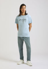 T-shirt 100% cotone con stampa|Colore:Cielo