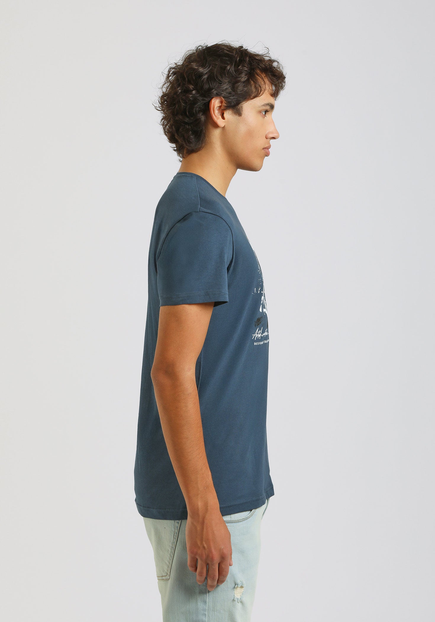 T-shirt 100% cotone con stampa|Colore:Jeans