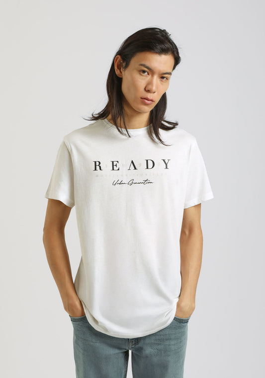 T-shirt 100% cotone con stampa|Colore:Off white