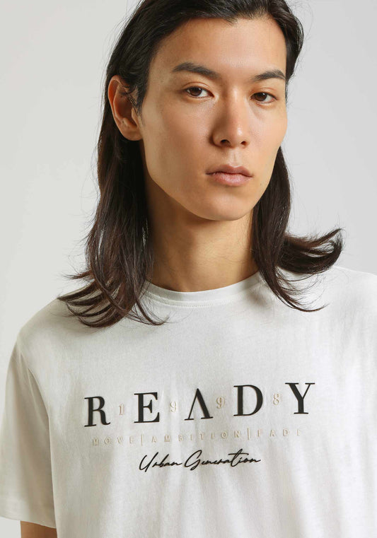 T-shirt 100% cotone con stampa|Colore:Off white