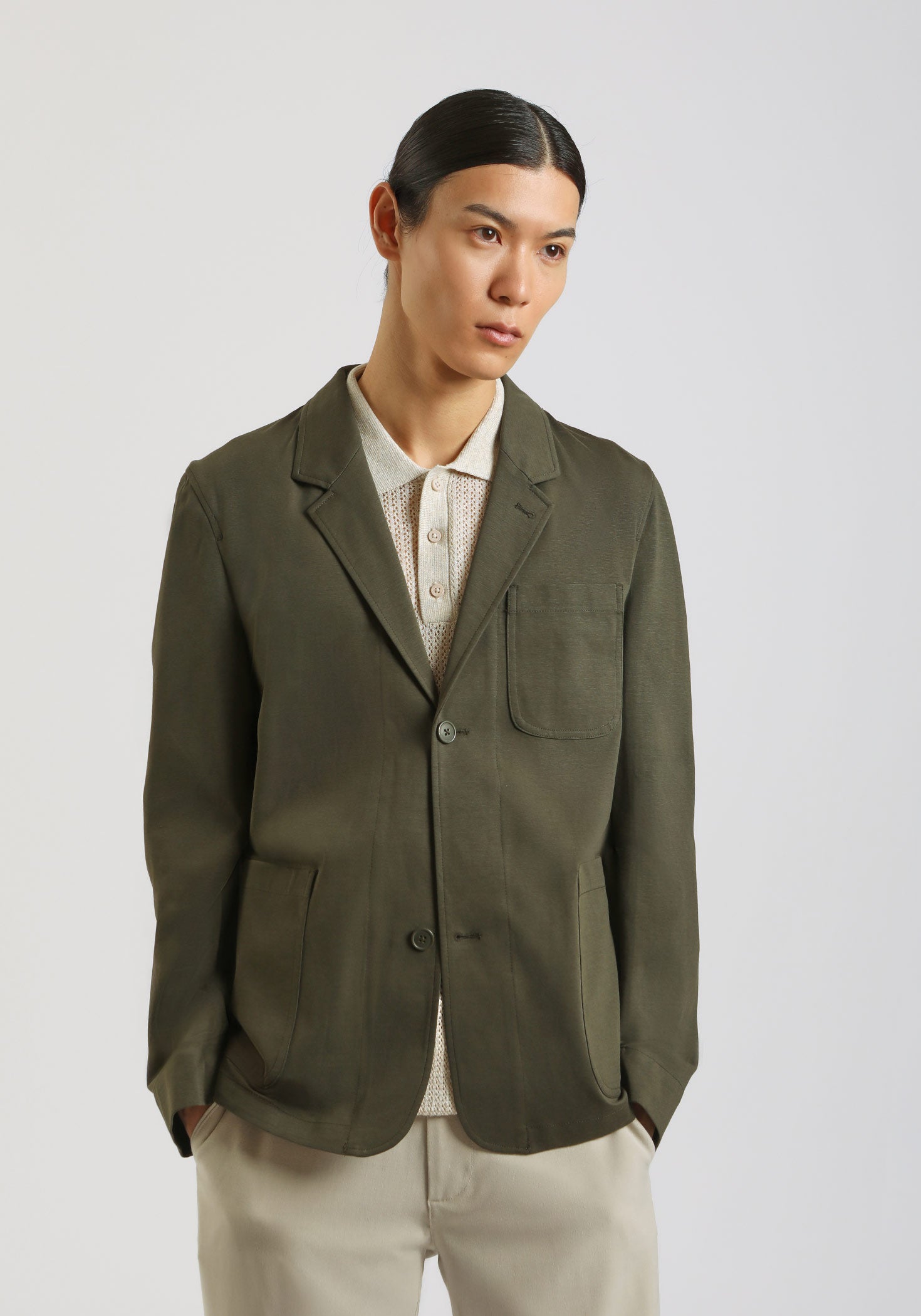 Giacca tinta unita misto cotone|Colore:Verde