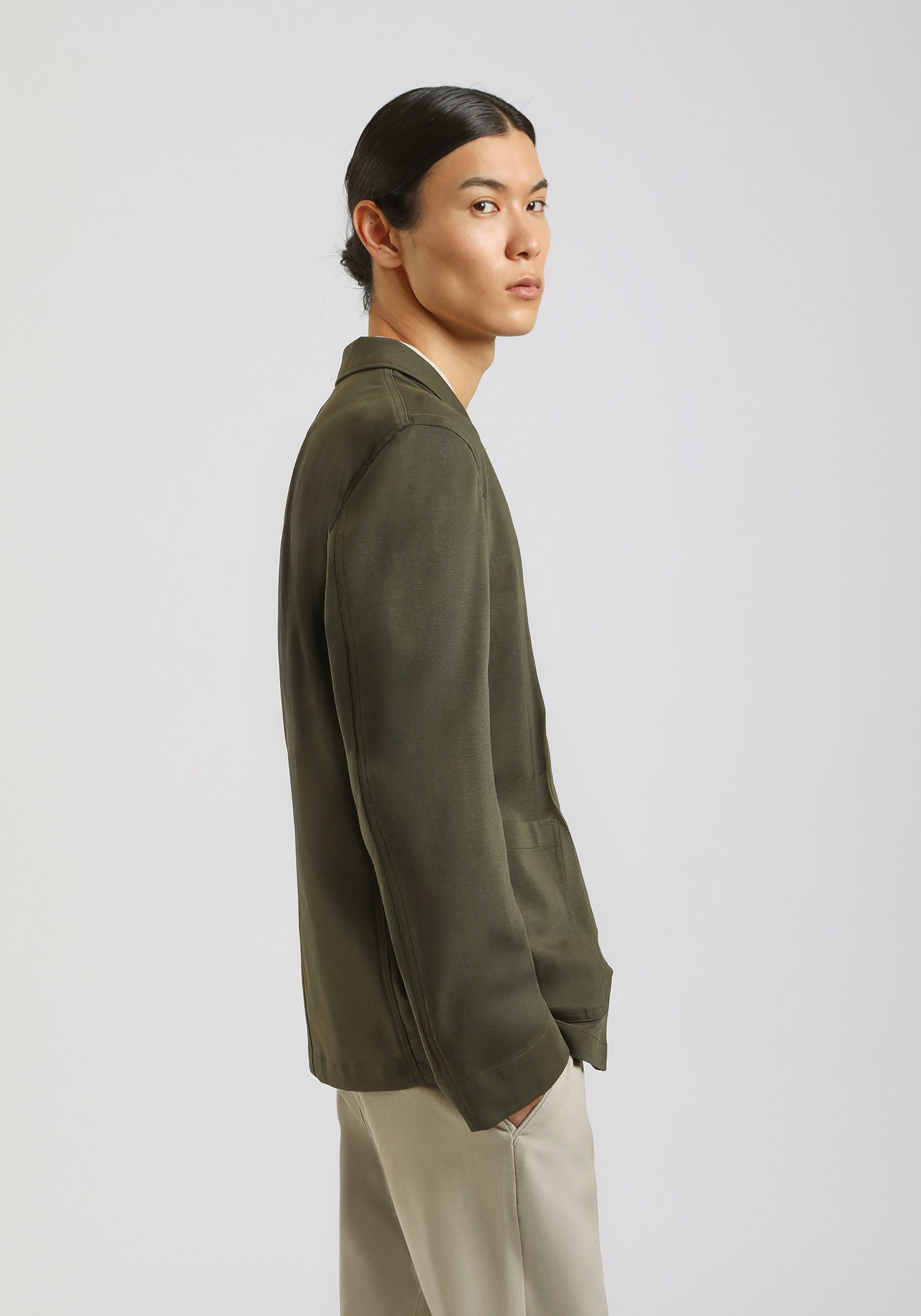 Giacca tinta unita misto cotone|Colore:Verde