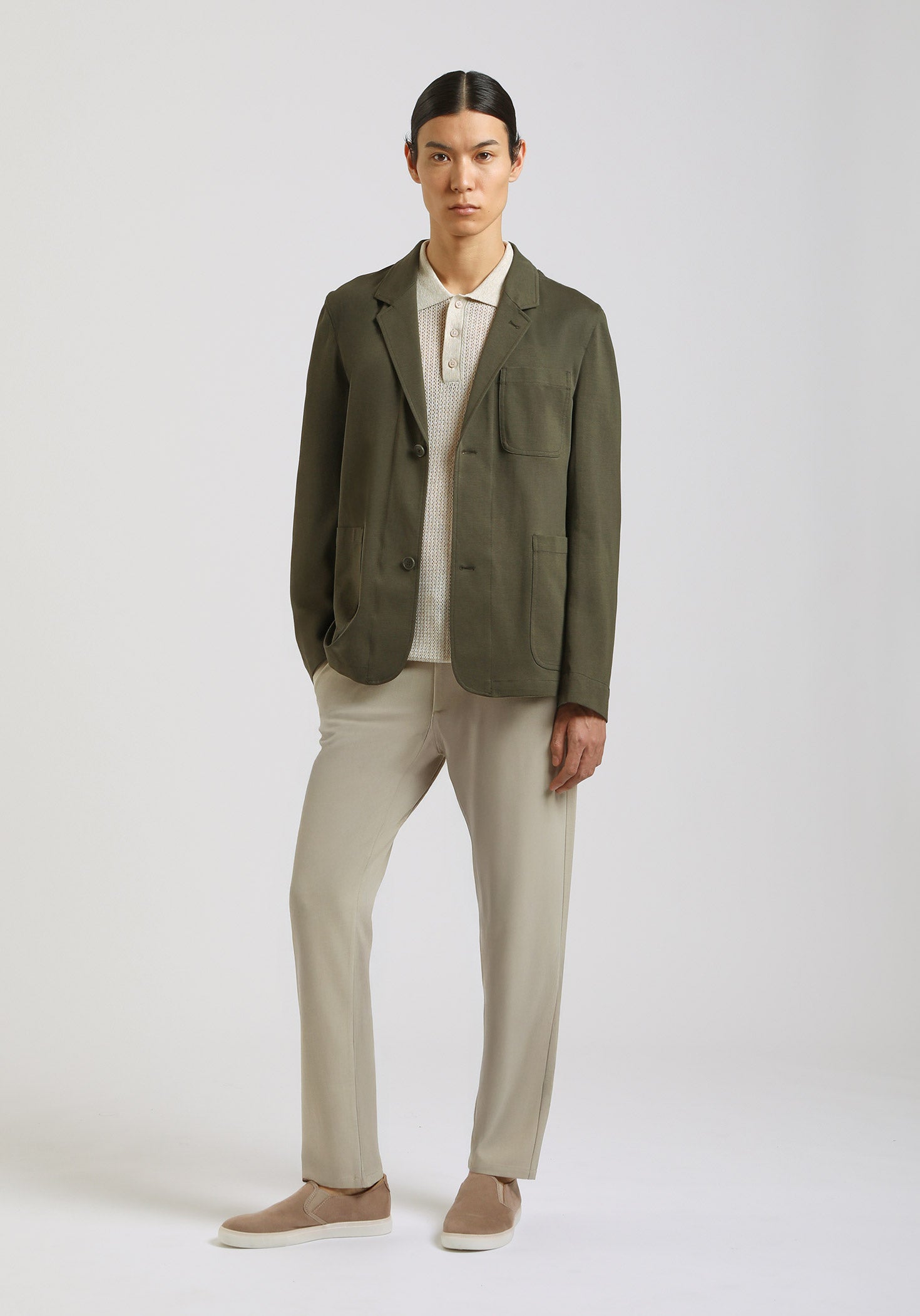 Giacca tinta unita misto cotone|Colore:Verde