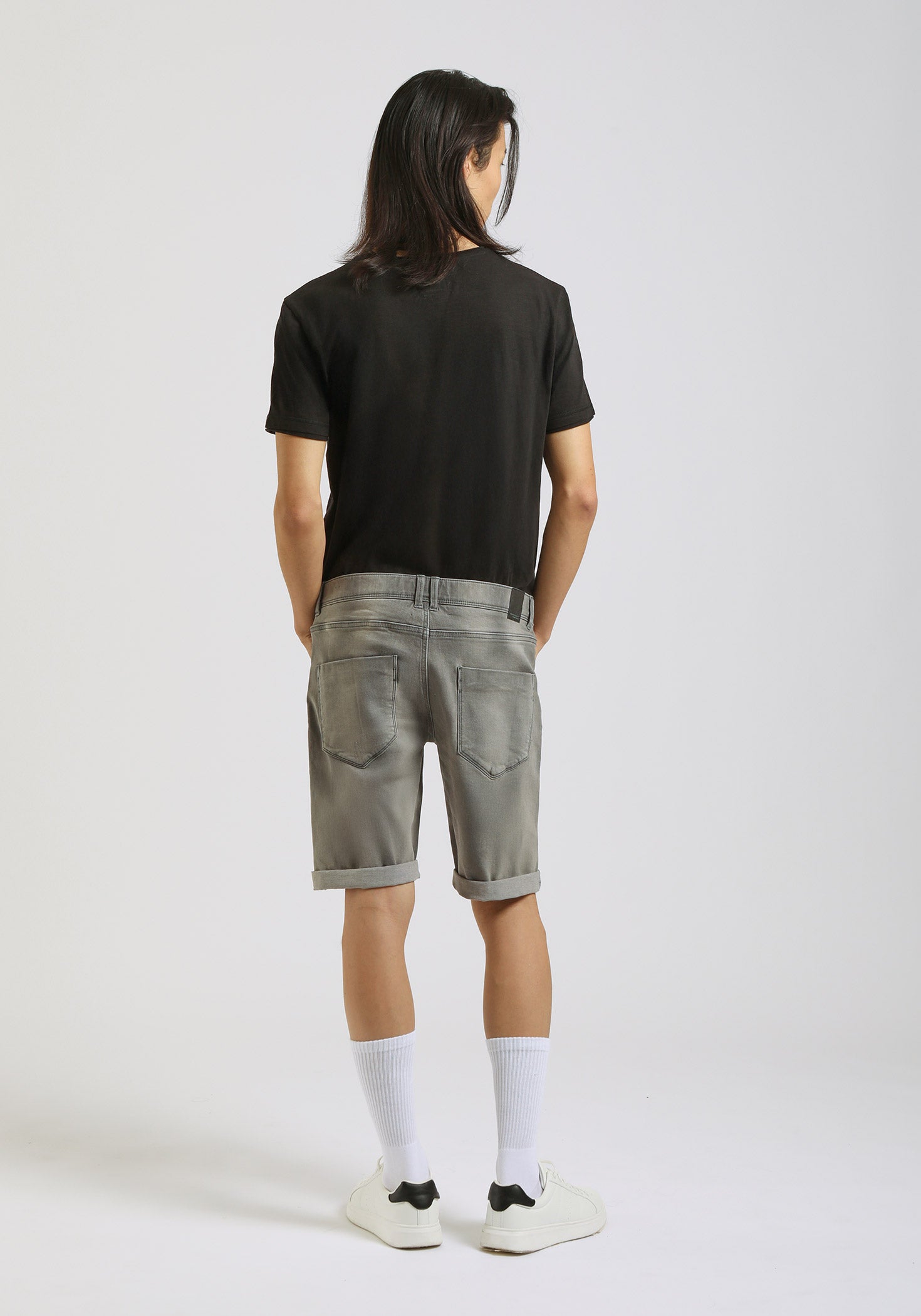 Bermuda di jeans slim fit grigio|Colore:Jeans grigio