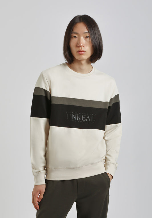 Felpa girocollo colorblock|Colore:Ecrù