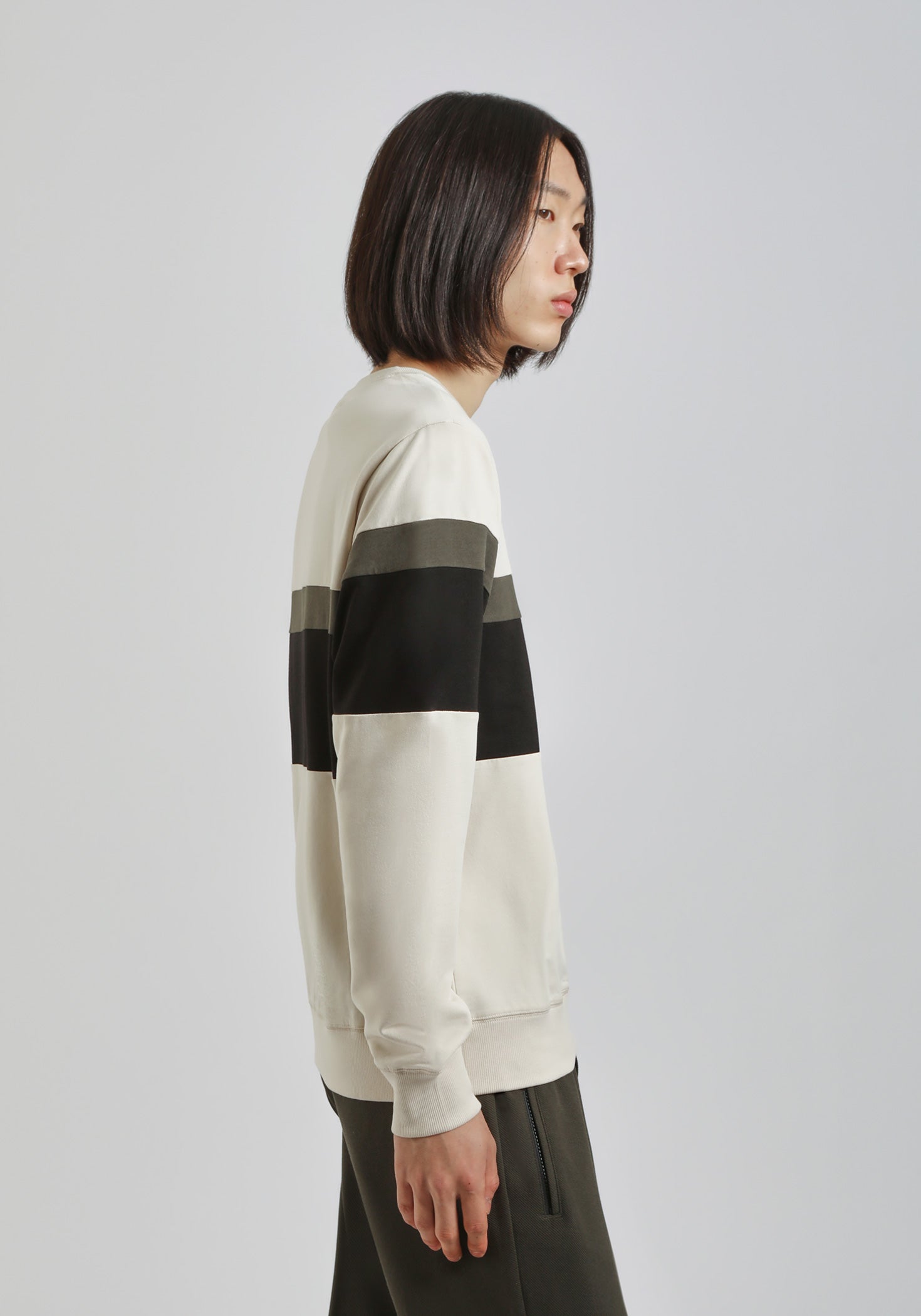 Felpa girocollo colorblock|Colore:Ecrù