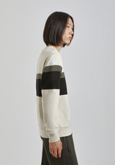 Felpa girocollo colorblock|Colore:Ecrù