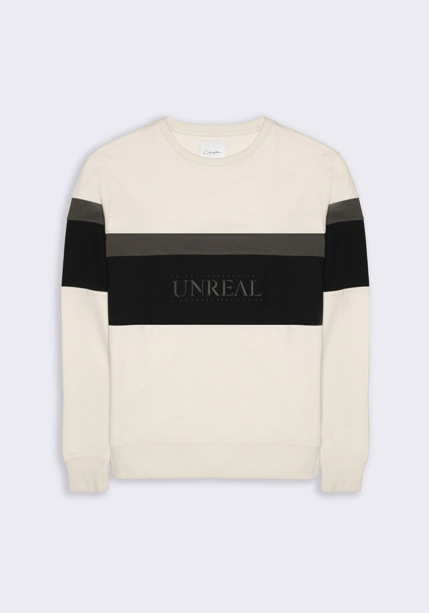 Felpa girocollo colorblock|Colore:Ecrù