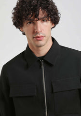 Giacca camicia in tela|Colore:Nero