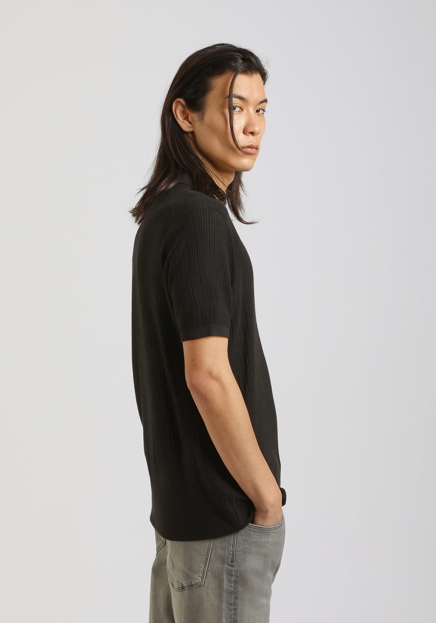 Polo in maglia|Colore:Nero