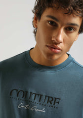 T-shirt effetto lavato con stampa|Colore:Jeans