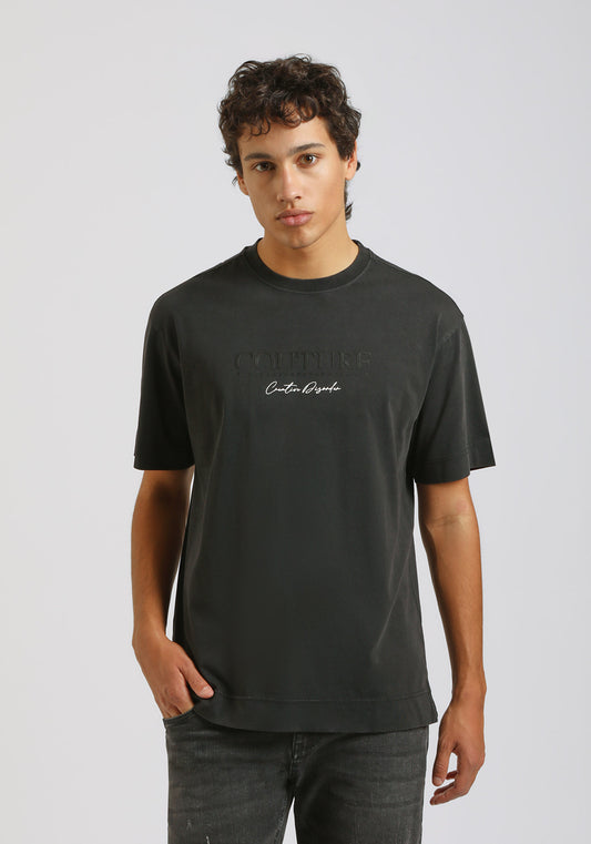 T-shirt effetto lavato con stampa|Colore:Nero