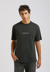 T-shirt effetto lavato con stampa|Colore:Nero