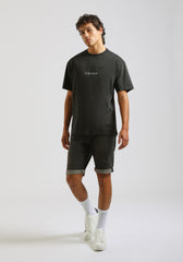 T-shirt effetto lavato con stampa|Colore:Nero